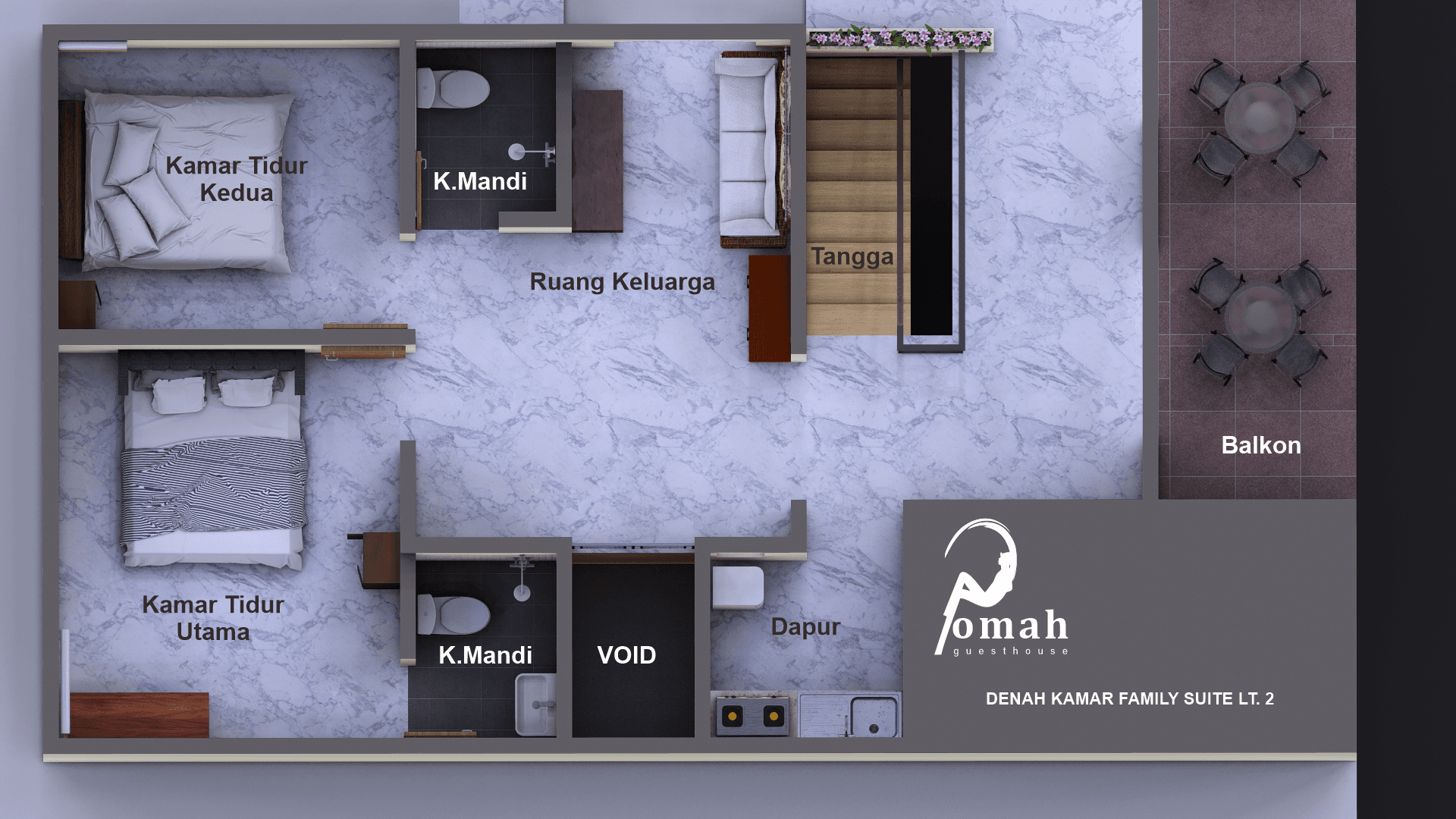 Denah kamar Family Suite- Penginapan Murah dan Nyaman di Semarang